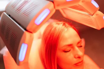 A women having LED red light therapy